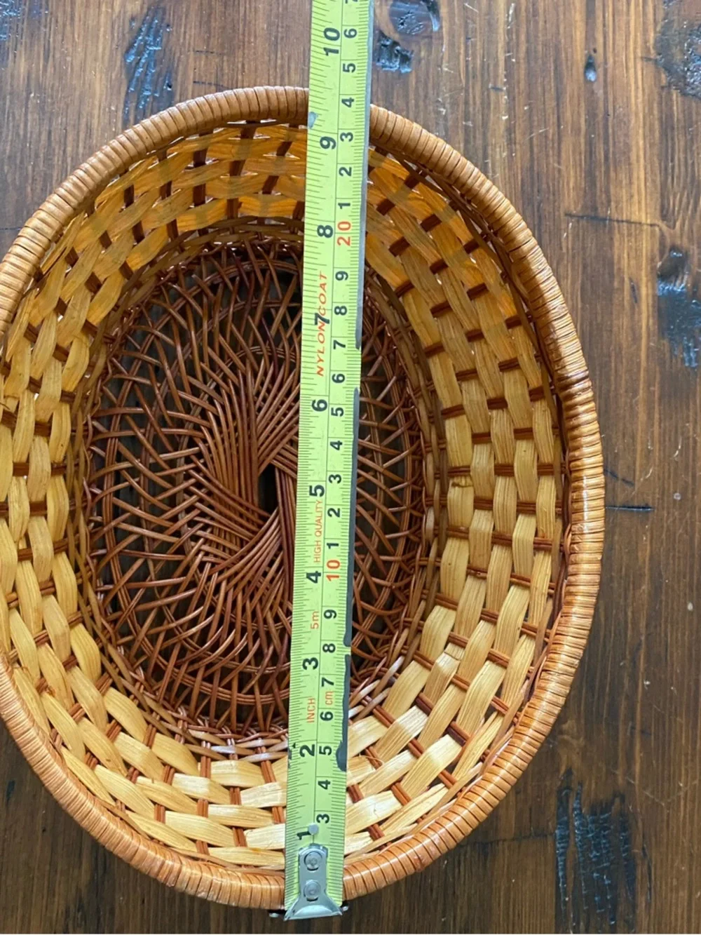 Handwoven Round Wicker Basket in Honey‎ Brown boho cottagecore home decor